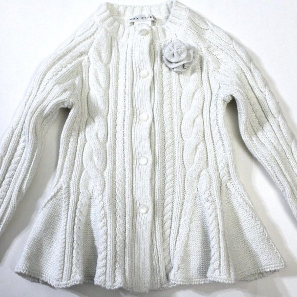 Max Studio Cable Knit Peplum Sweater Cardigan Size S(4)